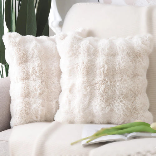 Coussin Soffice crème à relief pelucheux
